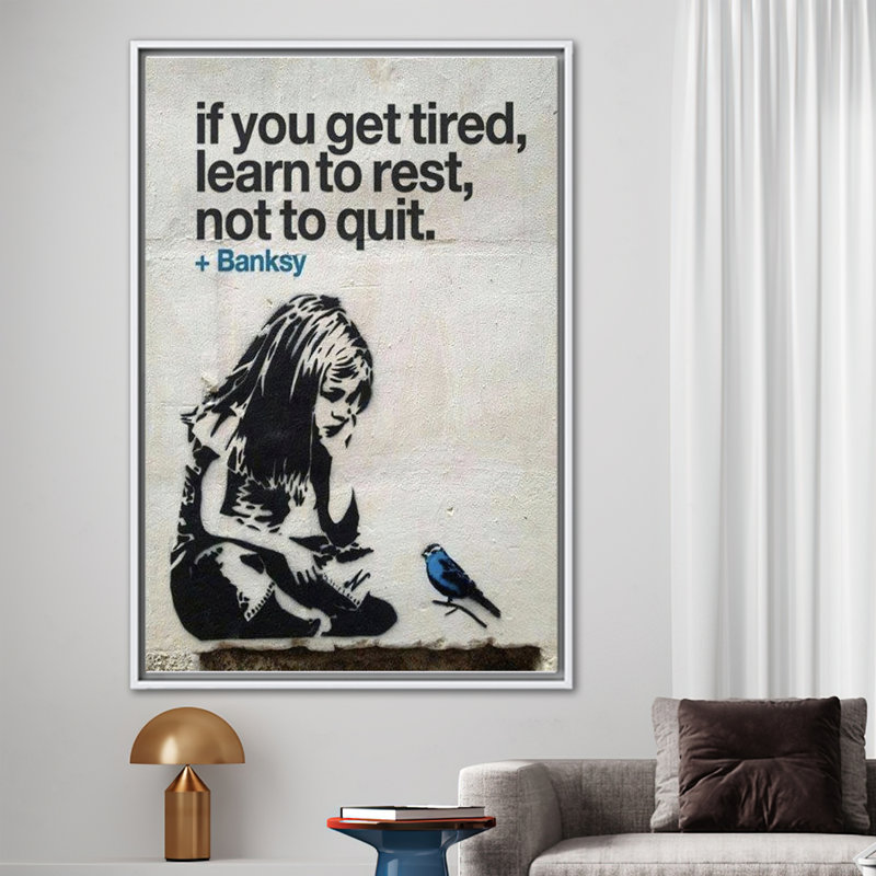 «Banksy-Inspired Motivational Graffiti Art», affiche d'art avec citation inspirante sur toile, H 37 po x l 26 po