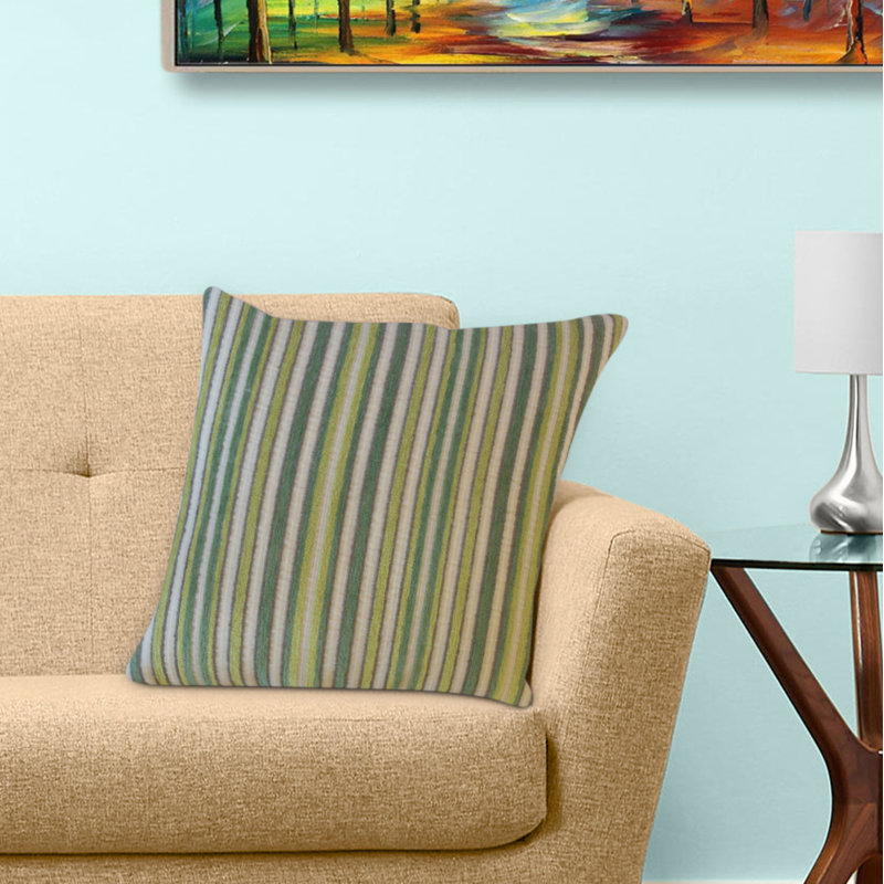 Coussin à rayures Marguerite, 24 po x 24 po, Coussin décoratif, Vert