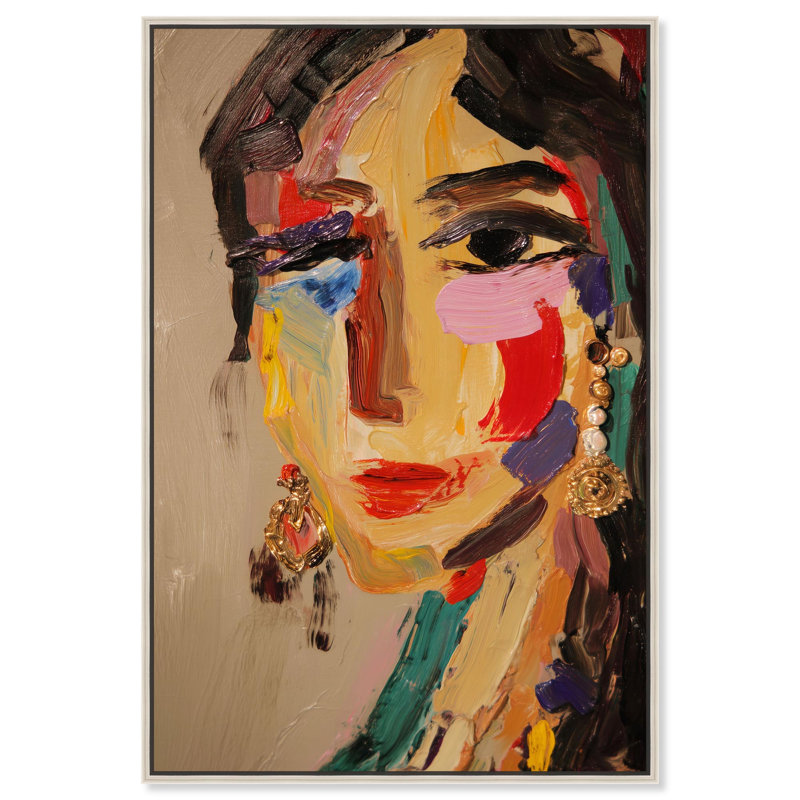 «Colorful Expression II», art mural sur toile , Encadrement argenté, H 16 po x l 11 po