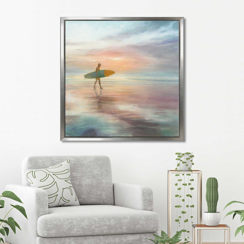 Surfside - Painting, Silver Floater Frame, 31.5" H x 31.5" W x 2" D