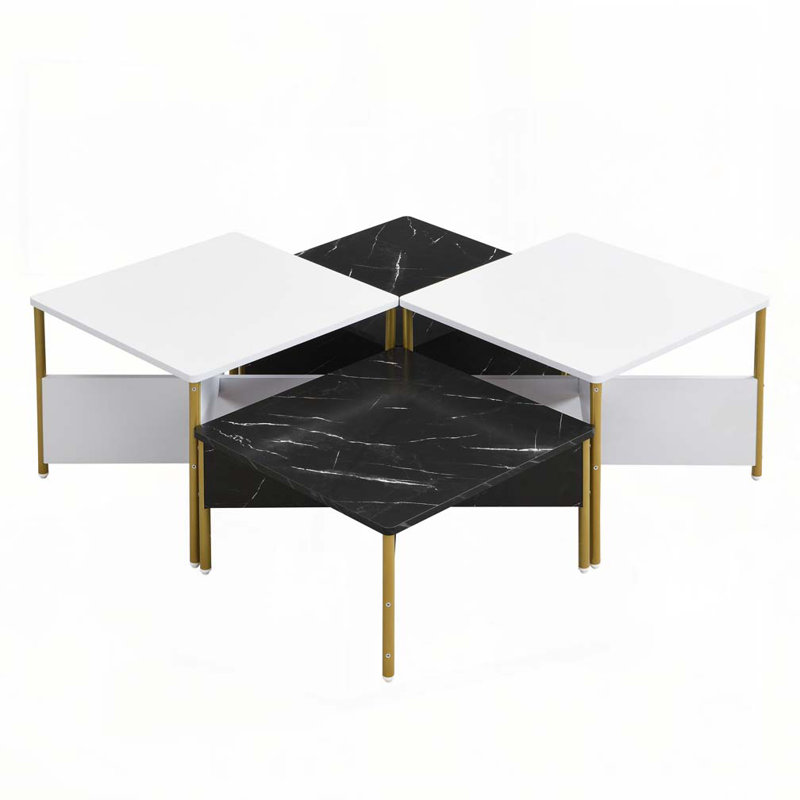 Nesting Coffee Tables Set, White/Black