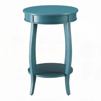 Table d'appoint ronde bleu sarcelle avec tablette inférieure