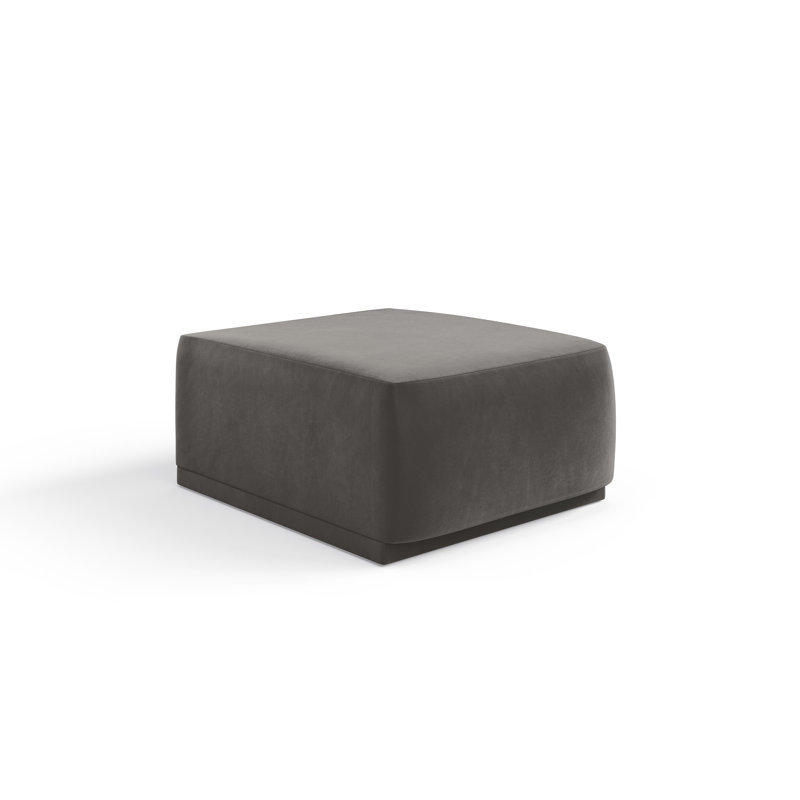 70cm Wide Velvet Pouffe Ottoman, Dark Grey