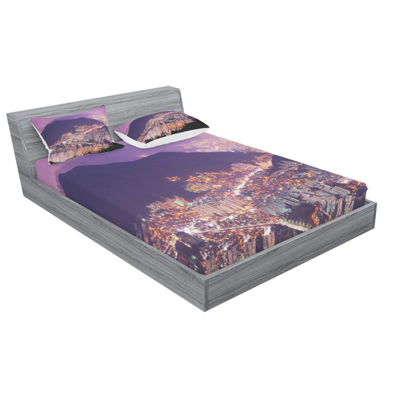 Ensemble de draps Skyline Of Busan, Ensemble de drap pour grand lit avec drap-housse