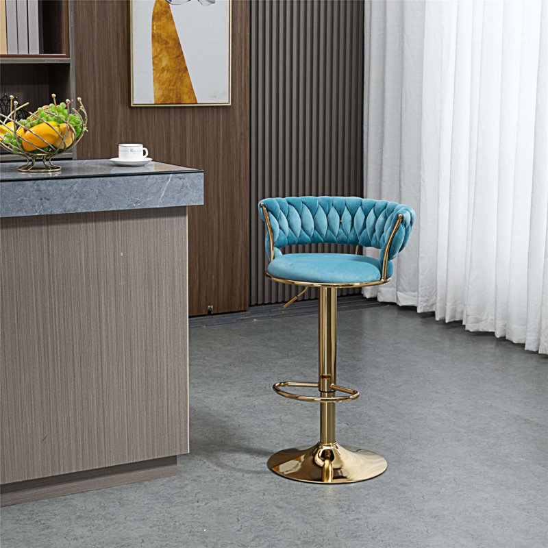 Tabouret pivotant à hauteur réglable Niambi, Bleu