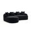 Canapé modulaire en L en chenille noire, mousse 30d de hauteur, canapé-lit pour la chambre à coucher, profondeur d'assise plus profonde, surélevé, 4 coussins inclus en chenille de 3 po, appartement, salon, dossier,