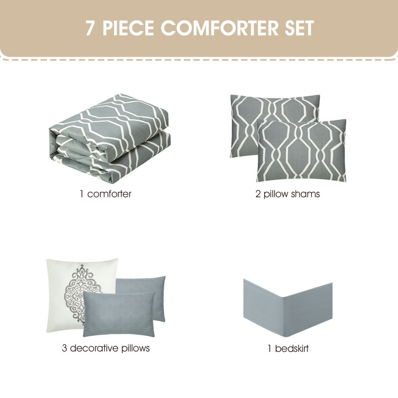 Gray Geometric Microfiber Queen Comforter Set