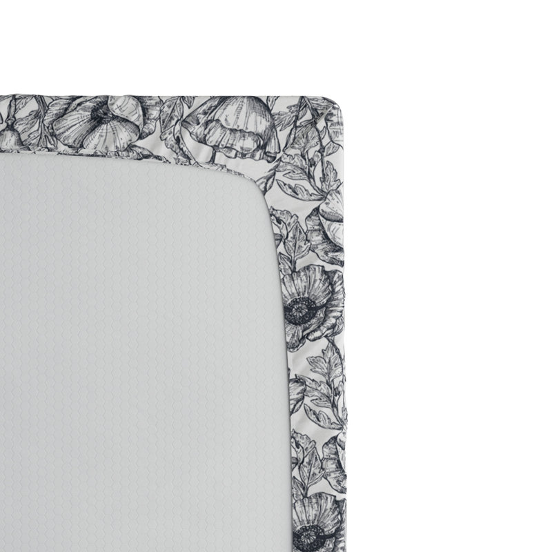 Microfiber Fitted Sheet, Twin XL Fitted Sheet, Gray Floral 2