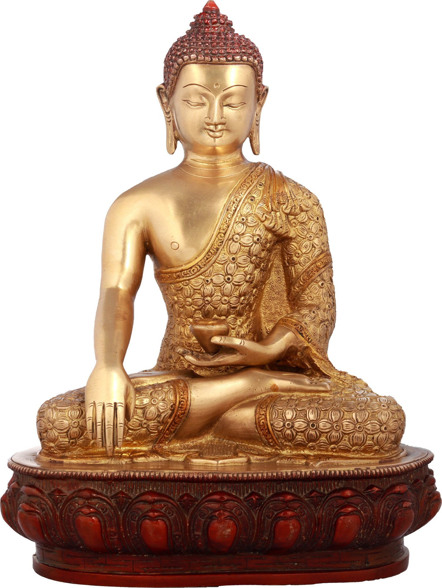 Bungalow Rose Buddha Seated in Bhumisparsha Mudra Figurine | Wayfair