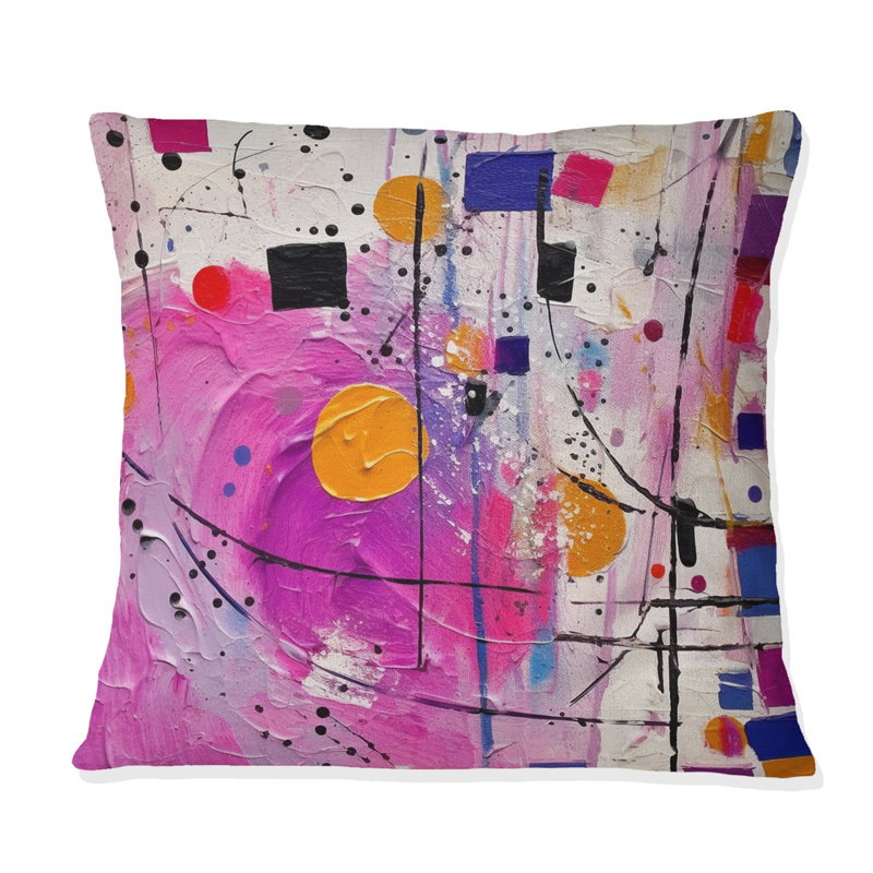 Coussin rose à imprimé Cubism Unleashed
