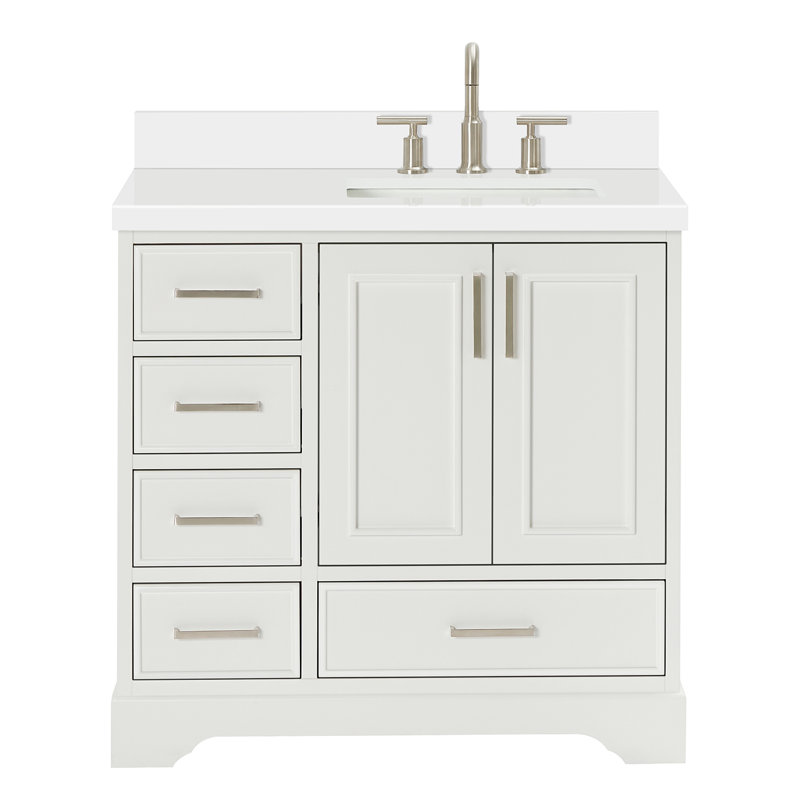Meuble-lavabo simple avec plateau Abshire 37, Blanc