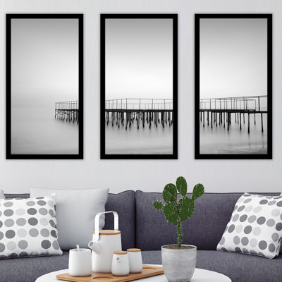 B&W Ocean 3 - 3 Piece Picture Frame Photograph Print Set on Acrylic -  Picture Perfect International, 704-2538-1224