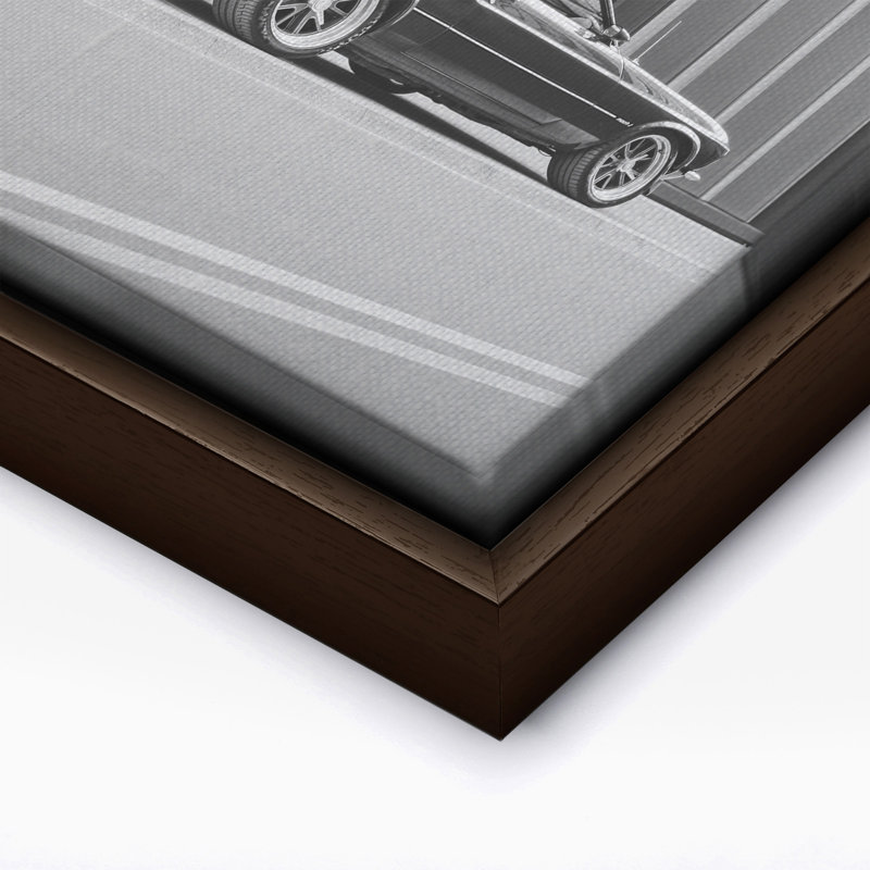Voiture dans la rue, Canvas, 12"H x 16"W, Brown Framed