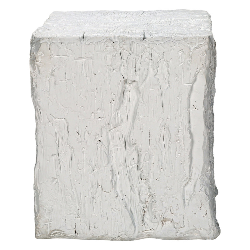 Modern Accent Table 25"H Indoor Or Outdoor End Nightstand Side Table Square Living Room Bedroom, White