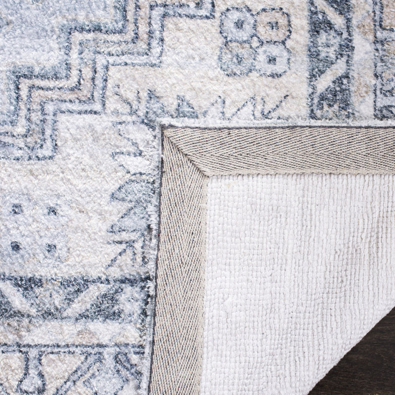 Tapis oriental gris / ivoire touffeté à la main Blucher, Carré 6 pi