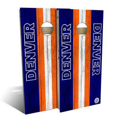 Denver Football Cornhole Board Set | Includes (2) Boards, (8) Bags & Optional Accessories