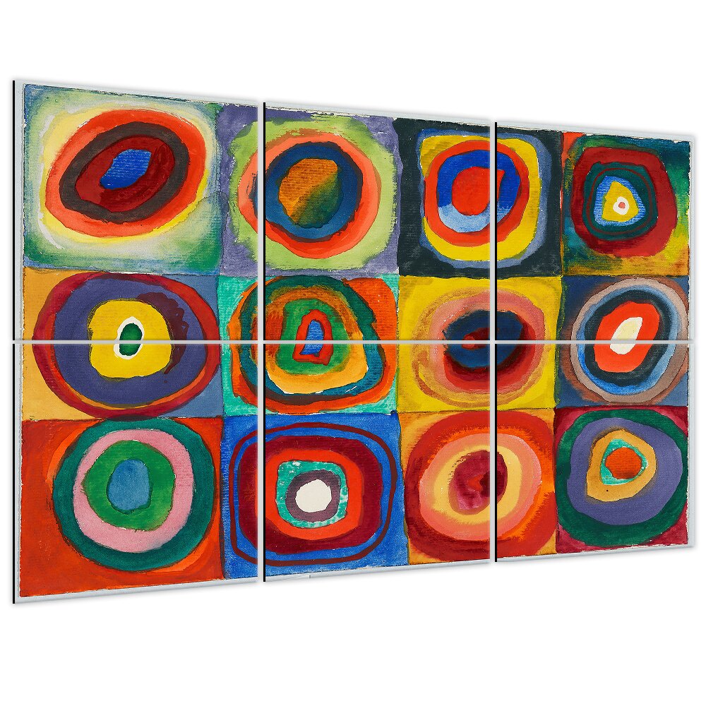 Multi Panel Wall Art Farbstudie Quadrate - Wassily Kandinsky Cm. 100X150 (6 Panels)