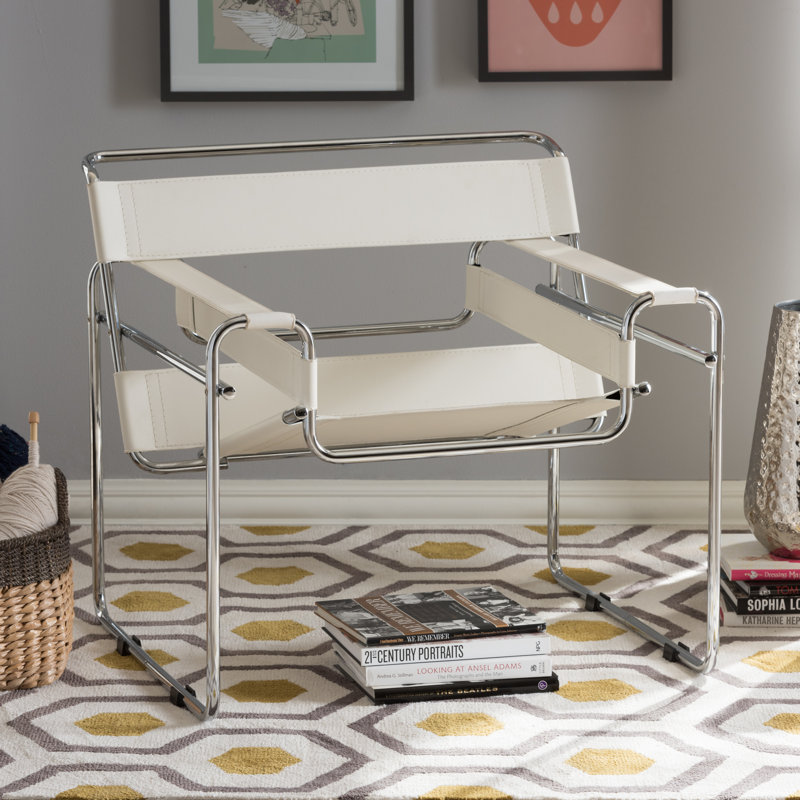 Fauteuil de 30,75 po de large Aaisha, Simili cuir blanc