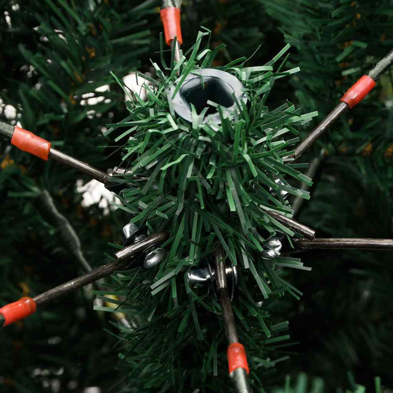Artificial Hinged Christmas Tree 150 LEDs Green, 4.92' H, Pink