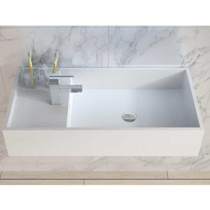 ADM Bathroom 15.7'' Resin Square Bathroom Sink, Matte/White