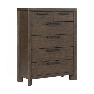 Commode 6 tiroirs chêne foncé