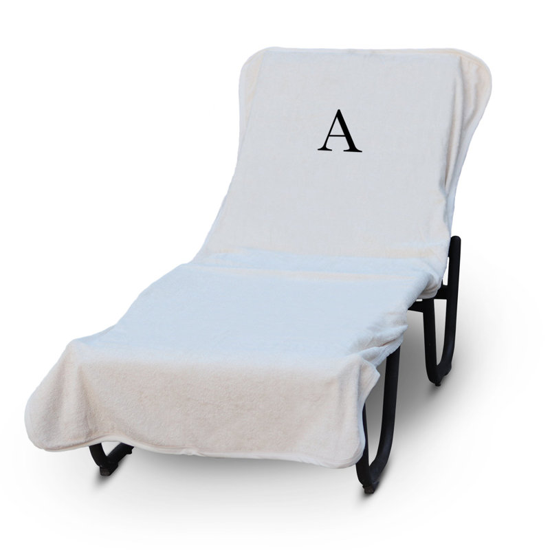 Housse pour chaise longue monogrammée - ensemble de 1 - lettre-bloc, A, Blanc / noir