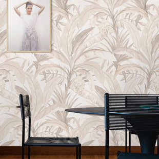 Pastel Banana Plant Tropical Wallpaper Beige