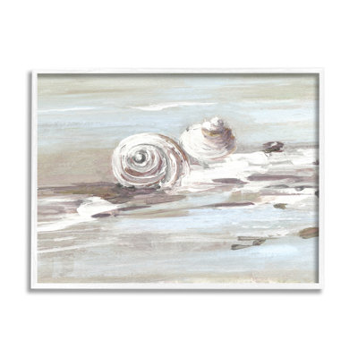 " Still Beach Seashells Brushed Bubbly Shallow Water Waves " by Sally Swatland