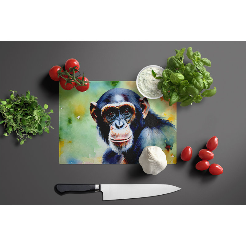 Chimpanzee Glass Cutting Board Large