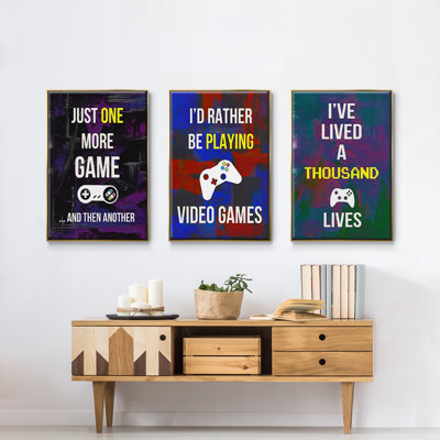 " Gamer at Play I " 3 Piece Art Textual Art Print