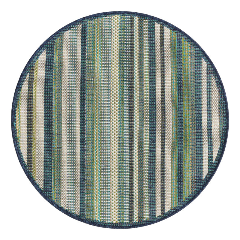 Tavon Striped Indoor / Outdoor Rug, Round 3'3"