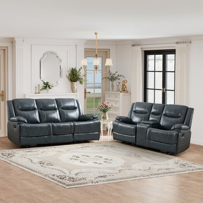2-Piece Genuine Leather Reclining Living Room Set