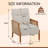 Upholstered Accent Chair With Rattan Arms And Solid Wood Legs-398696034