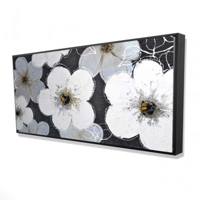 Gray Flowers Print On Canvas