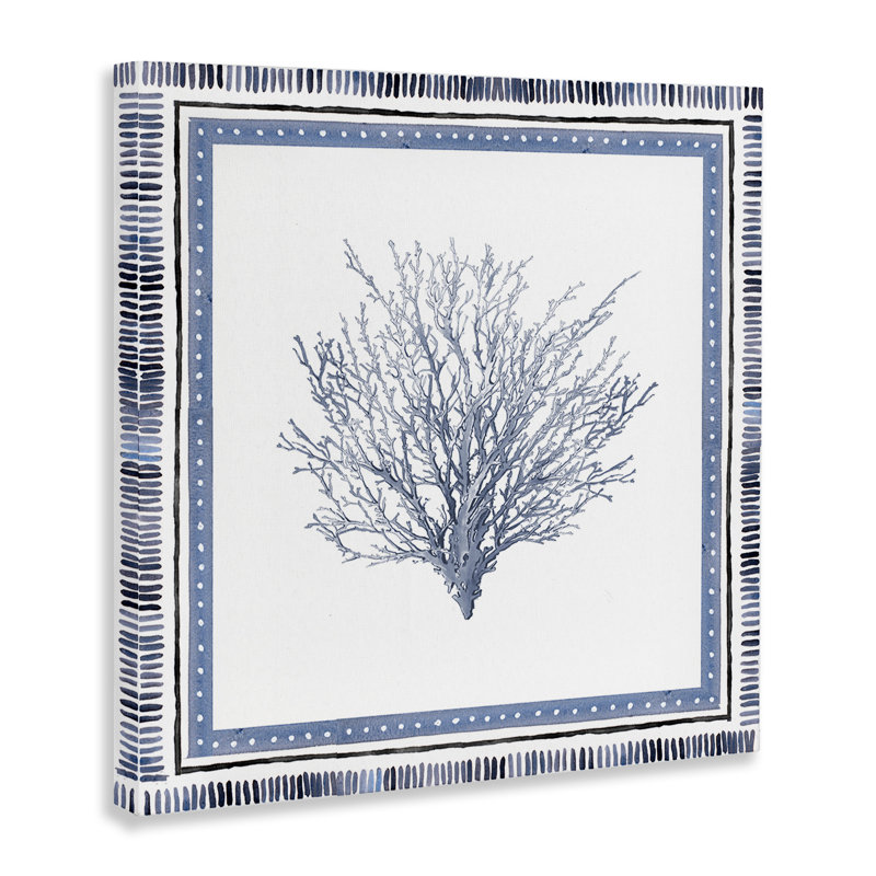Bordé de toile de corail océanique, design par Lanie Loreth, H 24 po x l 24 po