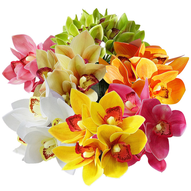 Faux Silk Orchid Arrangement, Autumn Yellow