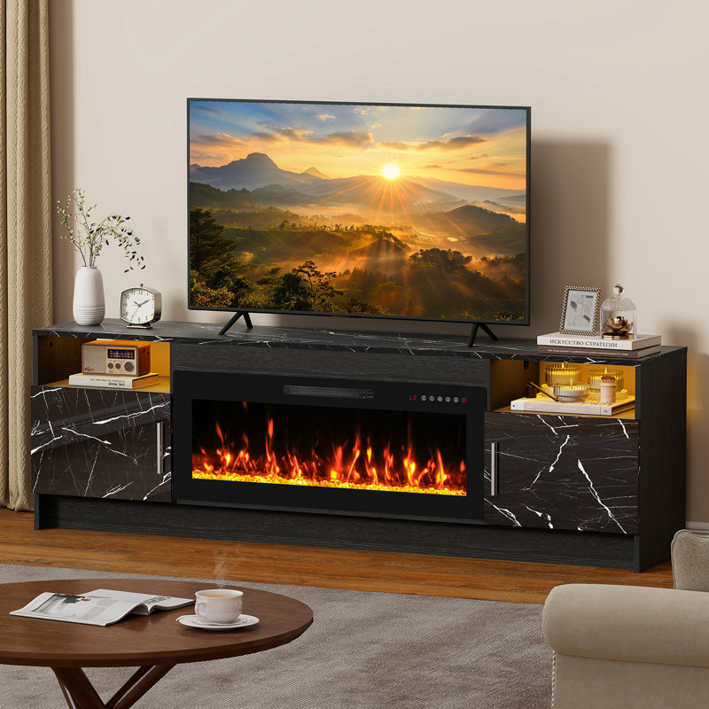 Electric Fireplace TV Stand, Marble