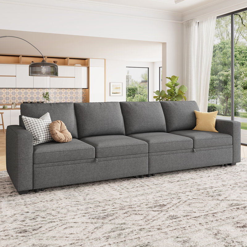 Anureet Honbay Modular Sleeper Sectional Sofa Couch U-Shaped Sofa Bed, Gray Polyester