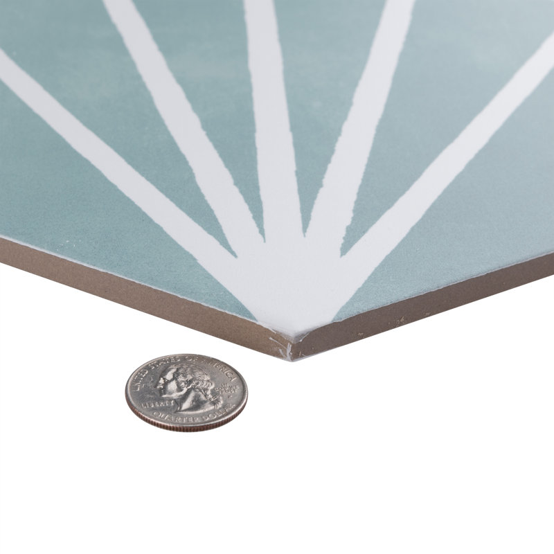 Horizon 7-3/4" x 9" Porcelain Patterned Wall & Floor Tile, Green