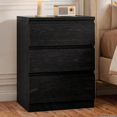 Wooden Nightstand with 3 Drawers