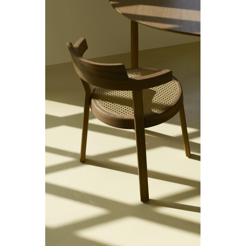 Pagoda Solid Wood Arm Chair, Natural Oak