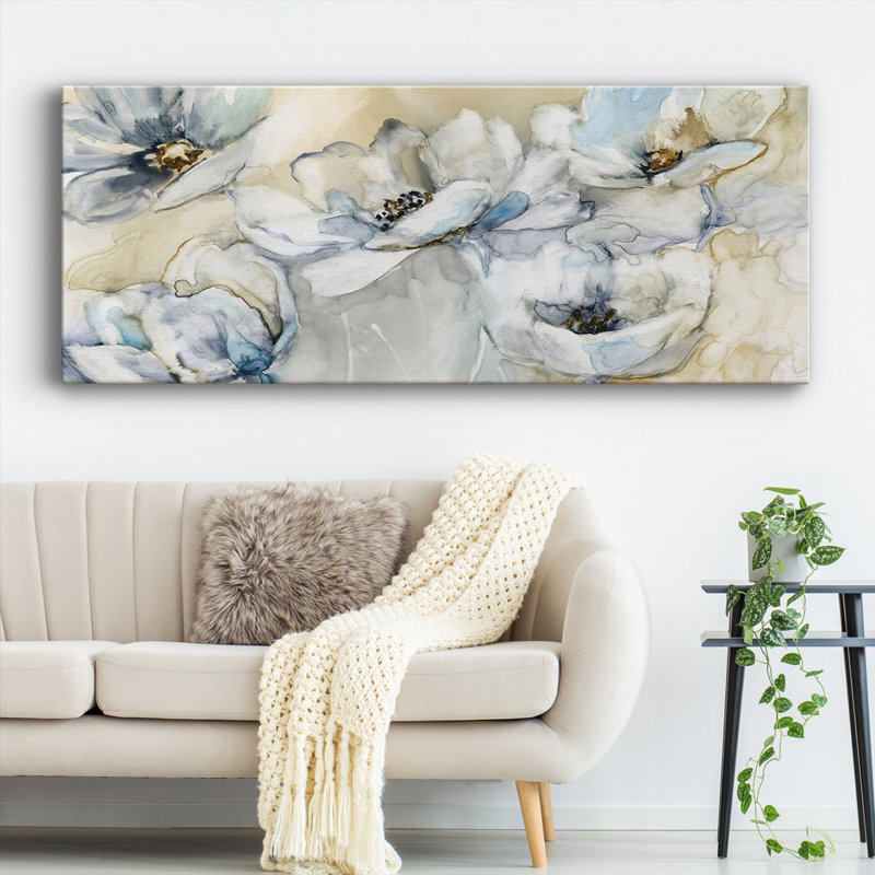 Douces fleurs sur toile, H 20 po x l 50 po x P 1,5 po