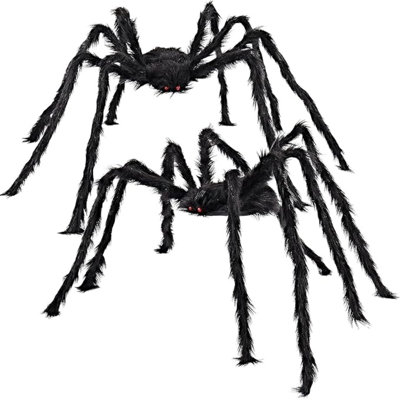 2 Pack 5 Ft Halloween Outdoor Decorations Hairy Black Spider, Scary Giant Spider, Fake Large Haunted House Props, Halloween Yard Lawn Decorations Party Indoor Decor