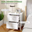 HOMCOM Modern Bedside Table with 2 Drawers Smooth Slides for Bedroom White