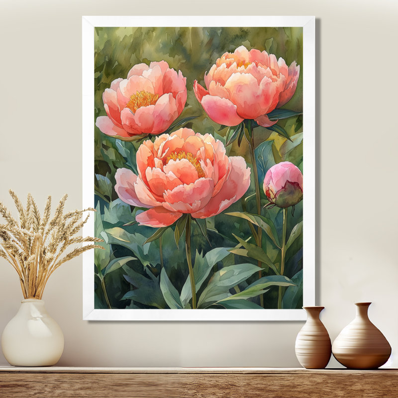 Burton - art mural floral, H 40 po x l 30 po, Reproduction encadrée d'une seule photo, Blanc