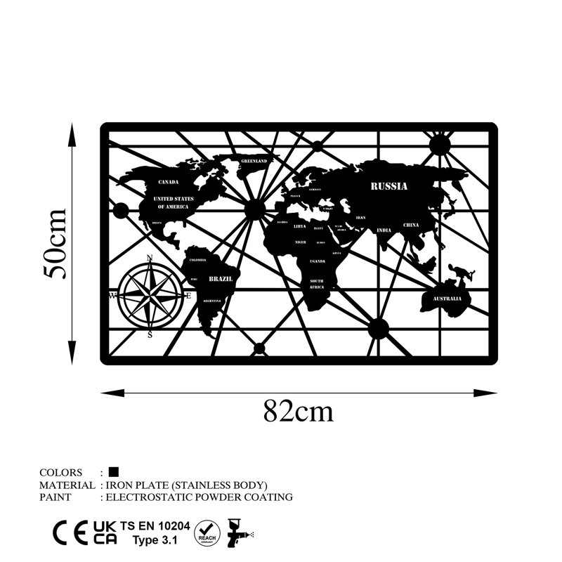 Stylish Black Metal Wall Accessory, 19.7 x 32.3 inches | 100% Durable Metal, Thickness: 0.06 inches | Lightweight at 1.8 lbs, Perfect for Home Décor & Modern Spaces | Easy to Hang, Unique Design