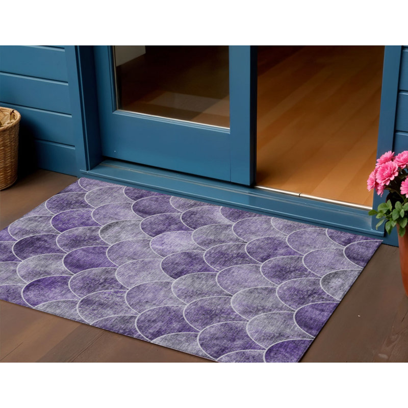 Tapis extérieur lavable abstrait lilas et lavande mauve 3 pi x 5 pi