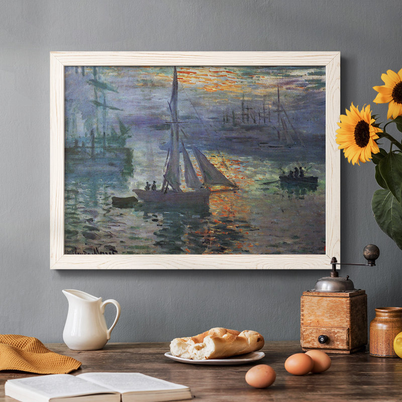 «Sunrise at Sea» par Monet - Toile tendue avec châssis rustique, Blanc, H 18 po x l 26 po x P 1,5 po