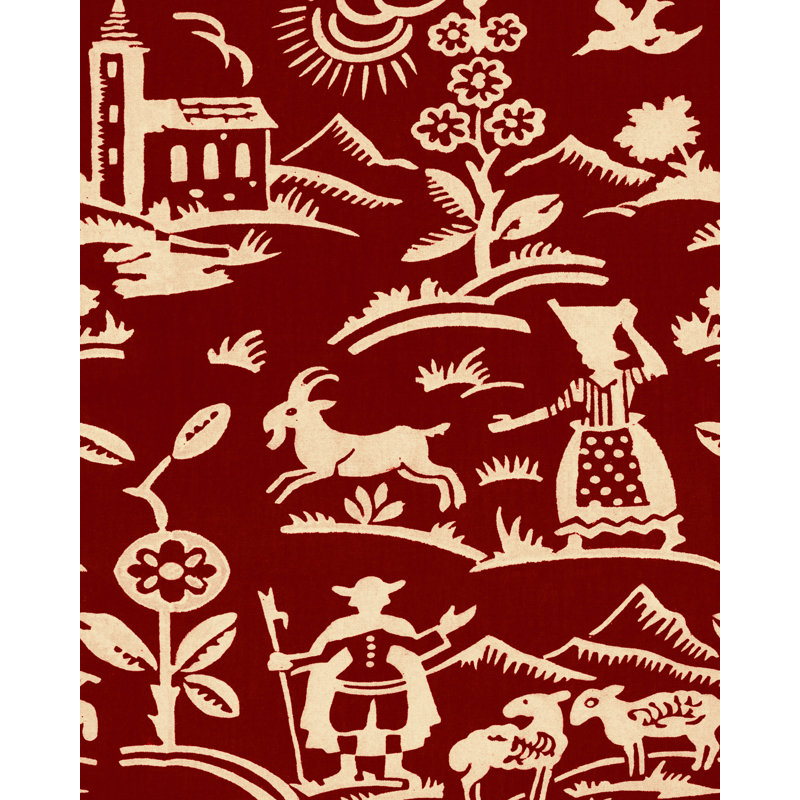 Tyrol Apres-Ski Home Wallpaper Roll, Beige/Red