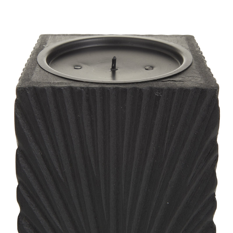 Ensemble de porte-bougie en bois, Noir